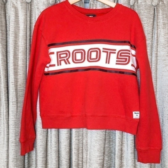 Roots Logo Red Crew Neck Sweatshirt - Picture 1 of 7
